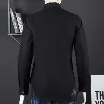 2018 Jauno Vīriešu Krekls ar garām Piedurknēm Krekls Vīriešu Zīmolu Apģērbs Casual Slim Krekls vienkrāsainu Vīriešu Slim fit Krekls
