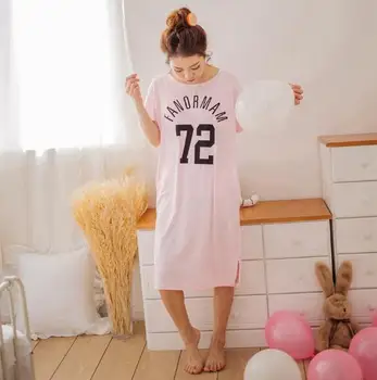 Fdfklak Plus lieluma maternitātes sleepwear nightgowns īsām piedurknēm kleita grūtniecēm vēstuli drukāt grūtniecības nightshirt M-3XL