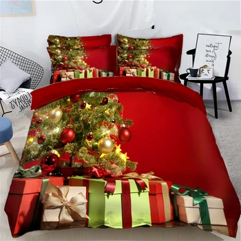 Modes Ziemassvētku Drukāt Gultas komplekts Zaļā Ziemassvētku Eglīte Modelis Gulta Mierinātājs komplekti, Mājas Tekstila Sega sedz Spilvendrāna CPS-090
