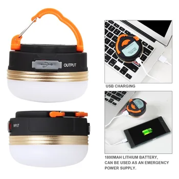T-SAULE Mini Kempings Gaismas 3W LED Kempings Laternu Teltis lampas Āra Pārgājienu Nakts Karājas lampa USB Lādējamu