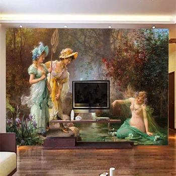 Tapetes, 3D foto Retro Pasūtījuma Eiropas Eļļas Glezna Raksturs, Ainava, Liela Izmēra TV Dīvāns Fona Hotel Apdare Sienas