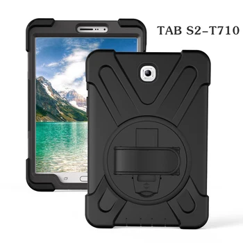 Rokas Plecu Siksna Case for Samsung Galaxy Tab S2 8.0 SM-T710 SM-T715 Bērniem Drošu Triecienizturīgs 360 Rotable Tablete Segtu ar Virvi