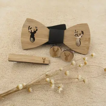Iegravēts Koka tauriņu Cufflink aproču pogas saspraudes koka uzstādīt kāzu līgavainis groomsmen līgavas puses zemniecisks handkerch