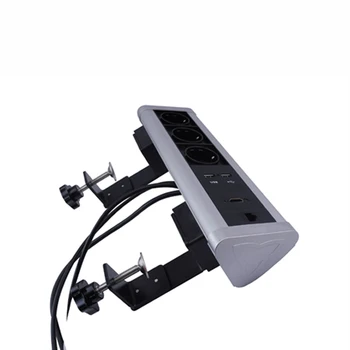 Pielāgota Kustamo Trīsstūris Darbvirsmas Strāvas Kontaktligzdas Galda Skava Kontaktligzda 3 ES Strāvas kontaktligzdas +2 USB Lādētāju ostām+ HDMI+ RJ45 Tīkla