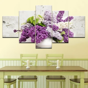 Ceriņi ir vāze ziedi 5 Paneļi HD Drukāt Sienas Mākslas modernās Moduļu Plakātu mākslas Kanvas glezna uz dzīvojamo Istabu Mājas Dekoru