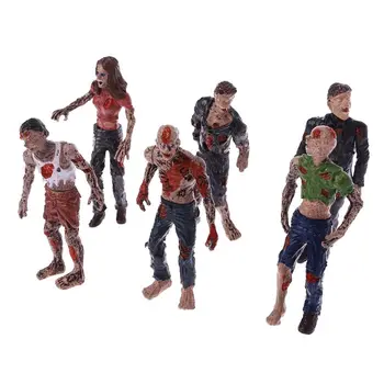 6Pcs Pastaigu Līķu Modelis Terora Zombijiem Bērni Bērniem Rīcības Attēls Rotaļlietas, Lelles Halloween Dekoru Figūriņas