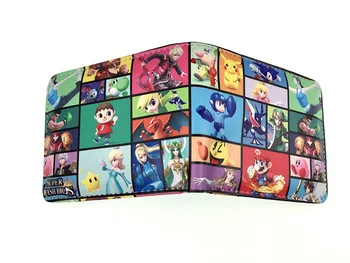Jauki Cute Anime Seifs Bērniem, Multiplikācijas filmu Ādas Maku, Super Smash Bros, Īsā Kabatas ar Kartes Turētāju Monētu Kabatā