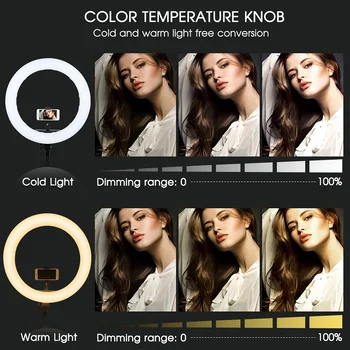 Travor 18 collu LED Ring Light Regulējamas, Bi-color 512PCS Apaļas Lampas Ar Statīvu Studijas Foto Apgaismes Lampas Gredzens
