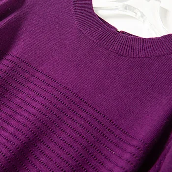Puff Piedurknēm Vilnas Džemperi Sieviešu Svīteris Vaļīgi Apaļu Kakla Silts Mīksto Adīt Džemperi, Pavasara 2021 Elegants Vintage Džemperis Ikdienas Džemperis