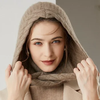 2020 rudens ziemas jauno sabiezējums pure cashmere cepuri dāmas adīta kakla vāku multi-function silts, plānas sejas šalle kapuce