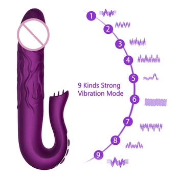 IKOKY Dildo Vibratoru Klitora Stimulators G-spot Masāža Teleskopiskie Rotācijas AV Stick Seksa Rotaļlietas Sievietēm Mēles Laiza