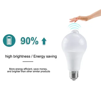 E27 5W 9W 12W LED Nakts Spuldzes Smart PIR Kustības Sensoru lampas AC110V-220V Kāpņu Tualete, Veranda, Garāža Balkons, Vannas istaba