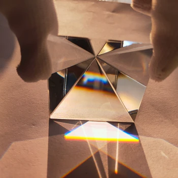 80mm Augstas Kvalitātes Optiskā Stikla, Caurspīdīga Varavīksnes Taisnstūra Polyhedral Popularizēšana Zinātnes Studijām Studentam Prizma, Piramīda