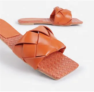 Jaunākās Dizaina Čības Aust Ādas Sieviešu Sandales Atvērtu Purngalu Dzīvoklis Gadījuma Slaidi Vasaras Āra Pludmalē Sieviešu Flip Flops
