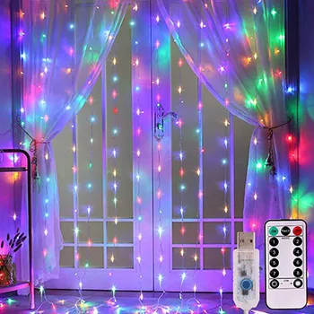 3x1/3x2/3x3 LED Ziemassvētku Vainags Pasaku Gaismas Tālvadības Aizkaru String Gaismas Mājām/Guļamistaba Dekorēšana ziemassvētku gaismas