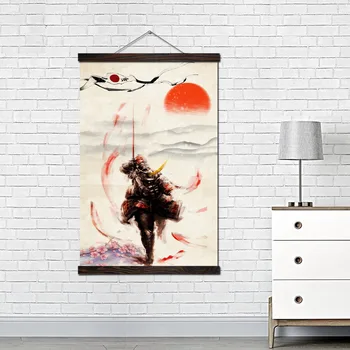 Sienas Mākslas Gleznas Rāmis Plakāta un Izdrukas Audekls Gleznošanai Art Print Picture Mājas Apdarei Dzīvojamās Istabas Japāņu Samuraju Māksla