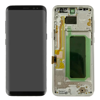 SUPER AMOLED S8 LCD Ar Rāmi Samsung Galaxy S8 G950 G950F Displejs S8 Plus G955 F955F Touch Screen Montāža Ar Melnu Punktu