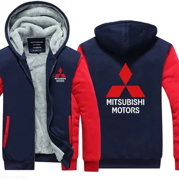 Ziemas Vīriešu Ikdienas Mitsubishi sporta krekls Vilnas rāvējslēdzēju hoodies mētelis Vīrietis jaunu ieradās jakas