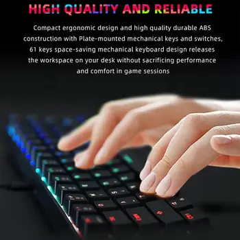 MOTOSPEED CK61 RGB Mechanical Gaming Keyboard Zilā Slēdži Tastatūras 61 Taustiņu Apgaismojums Augstas jutības Klaviatūras Spēlētājs