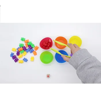 Jauns 1 Set Saliek Krūzītes Ar Skaitīšanas Lāči Montessori Varavīksnes Pārī Rotaļlietas, Bērnu Izglītības Mācību Rotaļlietas Krāsas Asorti Rotaļlietas