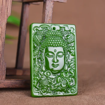 Dabas Green Jade Dragon Budas Kulons, Kaklarota, Ķīniešu Roku Cirsts Šarmu Jadeite Rotaslietas Modes Amuletu Vīriešiem, Sievietēm Dāvanas