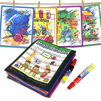 1Set Montessori Krāsojamā Grāmata Rotaļlieta & Magic Pen Glezniecības, Zīmēšanas Valdes Bērniem Rotaļlietas Burvju Ūdens Zīmēšanas Grāmata Dzimšanas dienas Dāvana