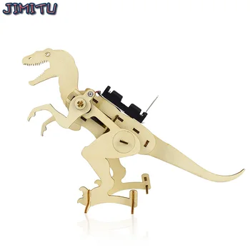 DIY Elektrisko T Rex Modelis Komplekti Rotaļlietas Zēniem Koka Dinozauru Robotu Montāža Puzzle Izglītības Rotaļlieta Eksperimentu Komplekti Modeļi Dāvanas