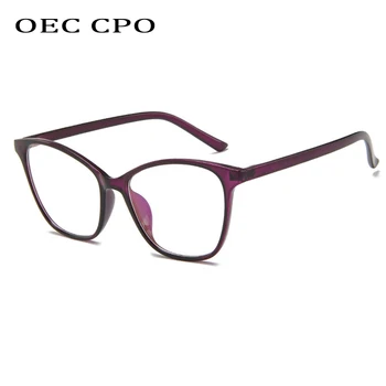 OEC CPO Lielgabarīta Cat Eye Briļļu Rāmji Sieviešu Modes Optiskie Rāmji Skaidrs, Lēcas, Brilles Sieviešu Brilles Pārredzamu O648