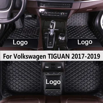 MIDOON ādas Automašīnas grīdas paklāji Volkswagen TIGUAN piecas vietas 2017 2018 2019Custom auto pēdu Spilventiņi auto paklāju segums
