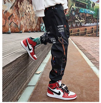 Hip Hop Bikses Vīriešiem Zaudēt Joggers Drukāt Streetwear Modes Harēma Apģērba Potīšu Garuma Biksēm