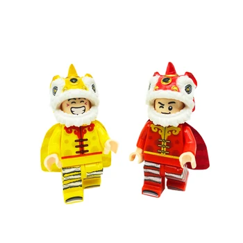 2 GAB./daudz Ziemassvētku Rotājumi Rotājumi Celtniecības Bloku Lauva Dejas Rotaļlietas Ķīniešu Jauno Gadu Stila Rīcības Rotaļlietas Bērniem Dāvanas