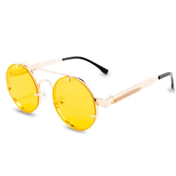 Apaļā Steampunk Saulesbrilles Zīmola Dizaina Vīrieši Sievietes Vintage Metal, Punk, Saules brilles UV400 Toņos Briļļu Oculos Gafas de Sol