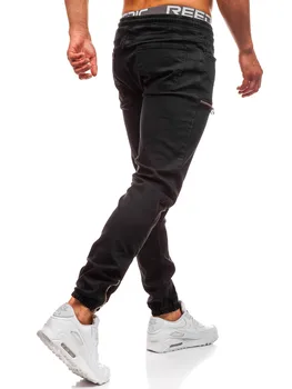 REPPUNK 2019 Modes Tendence Vīriešu Skriešanas Bikses Džinsa Auduma Gadījuma Rāvējslēdzēju Dizaina Džinsi Vīriešu Elastīgs Slim Kājām Bikses
