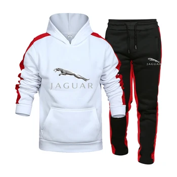 Jaguar Automašīnu Pavasara Rudens Vīriešiem, Hoodies Uzvalks Modes Gadījuma Tracksuit Mens Uzstādīt Sporta Divas Gabals Svītru Pelēkā Vārna Elsas Vīriešu Komplekti A02