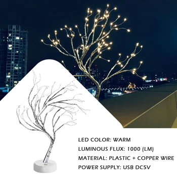 LED Guļamistaba Galda Lampas, Nakts Apgaismojums, USB Ziemassvētku Eglīte Spuldzi Vara Stieples Gypsophila Koka Galda Gaismu Ziemassvētki Gulta Telpu Dekorēšana