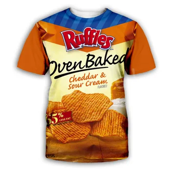 Tessffel Kartupeļu čipsi, Uzkodas soma Smieklīgi Pārtikas Gadījuma 3DPrint Vīriešu/Sieviešu NewFashion Vasaras Streetwear Tee T-krekls ar Īsām piedurknēm D-3