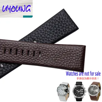 Uyang augstums kvalitātes īstas Ādas Watchband adapteris dīzelis DZ1399 DZ4280 DZ4290 24mm 26mm 28mm pulksteņu siksniņas melns brūns vīriešiem