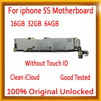 IPhone 5S Oriģināls atbloķēt Mātesplati ar /bez Touch ID,ar IOS Sistēmas MB Plate iphone 5S Mainboard 16.G 32G 64GB