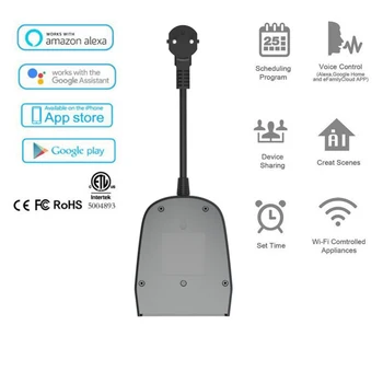 Wifi Smart Plug Jaudas Sloksnes Elektrisko Extenstion Ligzdas Dual Izplūdes Āra Ūdensizturīgs Bezvadu Tālvadības pulti, ar Alexa, Google Home