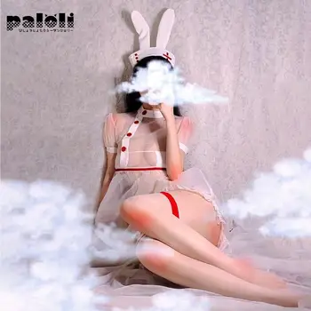 Paloli Sexy Apakšveļa Kawaii Bunny Girl Sleepwear Caurspīdīgu Mežģīņu Māsa Cosplay Erotiskie Tērpi Sievietēm Vienādu Kleitu