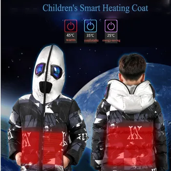Pārdošanas USB Saprātīga Apkures Mētelis Bērnu Apsildāms Ziemas Jaka Āra apģērbs Apkure Regulējama Temperatūra Kokvilnas polsterējumu Augšu