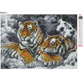 Evershine Dimanta Krāsošana Dzīvniekiem Ar Kvadrātveida Rhinestones Dimanta Izšuvumi Tiger Ziemas Cross Stitch Mozaīkas Mājas Apdare