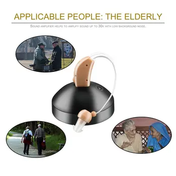 Jauns Uzlādējamās auss dzirdes mini ierīci pie auss, pastiprinātāju, digitālo dzirdes aparāti aiz auss, veciem acustico ES plug