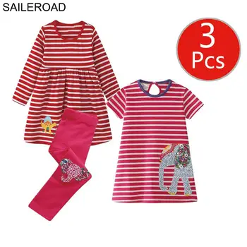 SAILEROAD Meitenes Modes 3pcs Bērnu Apģērbu Komplekts Kleitu Stulpiņi Tērpiem, Vasarā, Rudenī Toddler Meitenes Puse Kleitas, Uzvalki