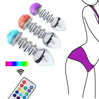 Tālvadības pults Mainīt Krāsu, LED Lampas, Anālais Plug Tūpļa Dilatācija Vītni Gaismas Butt Plug Masturbator Flirts Seksa Rotaļlietu