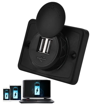 3.1 Auto, Melns ABS Dual USB Ports Lādētāja Kontaktligzda Kontaktligzda 12V LED Ūdensizturīgs barošanas jauda tālruni, tabletes