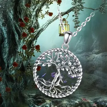 EUDORA 925 Sterling Silver Tree of life Kulons, Kaklarota, Cieta sudraba Koku lapu & dieviete sieviešu kaklarota Rotaslietas ar kasti D475