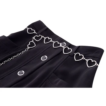 Vidēja garuma Svārki Sieviešu Rudens Modes Elegants Cēloņu Streetwear Goth Augsts Viduklis-line Black Vintage Harajuku Gothic Svārki