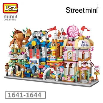 LOZ Mini Bloķē Pilsētas Skatu Riekstu veikals, rotaļlietu veikals, spēļu zāle konfektes veikalos Modeļu Veidošanas bloku Ziemassvētku Rotaļlieta Bērniem