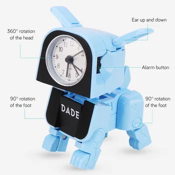 Gudrs Zēns Bērniem Modinātājs Karikatūra Robots Suns Galda Pulkstenis Smieklīgi Atgriezeniska Rotaļu Istabu Pamosties Pulkstenis Ceļojumu Rakstāmgalda Adatu Pulksteņi